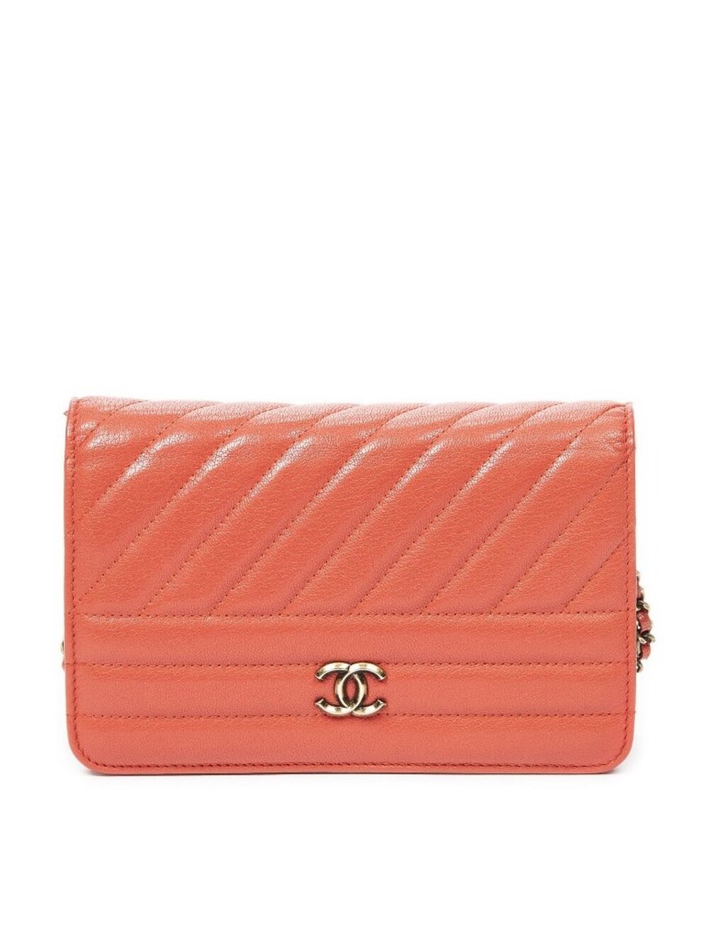 Chanel CC Wallet on Chain Red Quilted Goatskin Leather